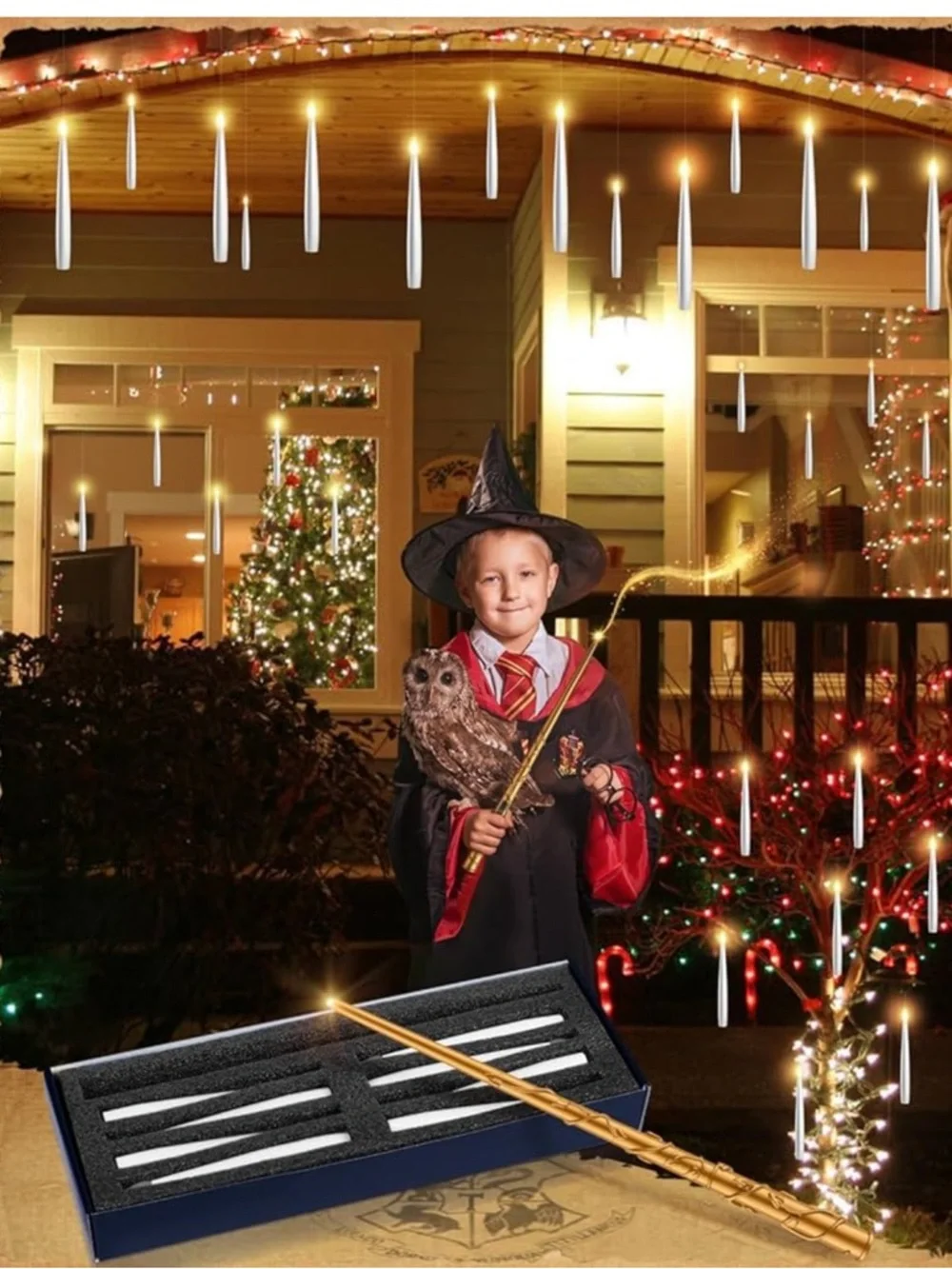 34 Floating Candles with 3 Wands - Flickering Warm Light LED Hanging Candle
